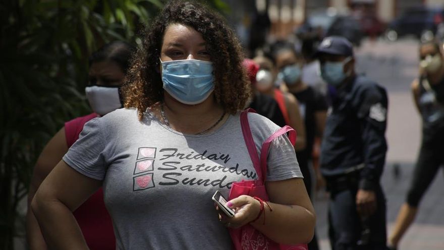 Woman wearing a protective mask in Panama City, Panama