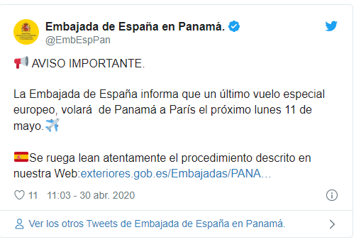 Notice from the Spanish Embassy